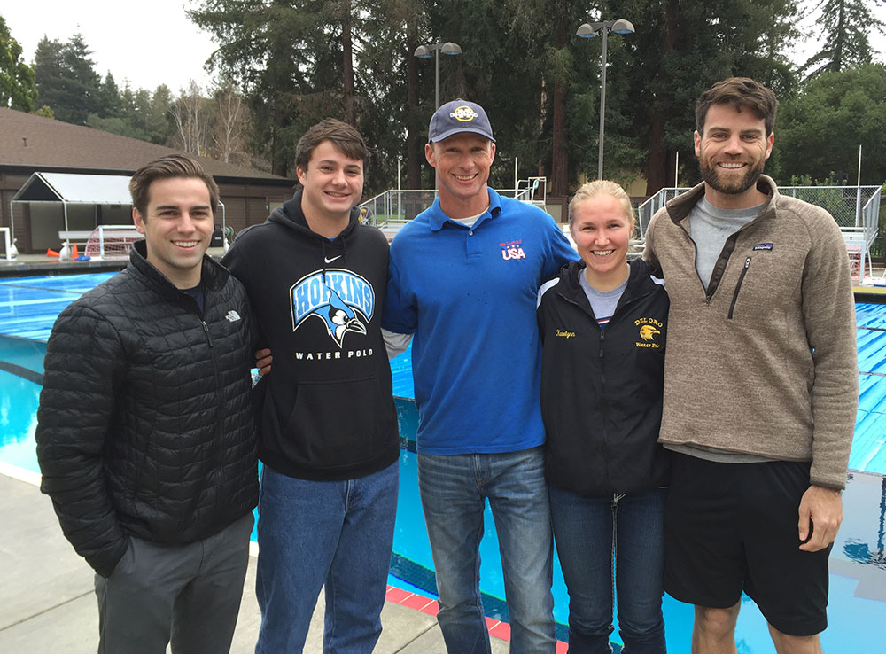 Jack Bowen (center) with the 4 Expert Goalie Coaches at the 2015 Holiday Goalie Combine (from left to right): Connor Dillon (George Washington University), John Wilson (Johns Hopkins), Katelynn Thompson (San Jose State), Jimmie Sandman (Stanford)
