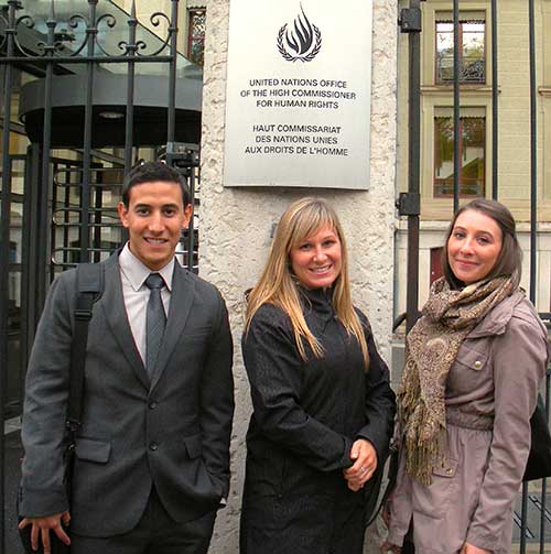 IHRC students in Geneva at the headquarters of the United Nations Refugee Agency in Geneva