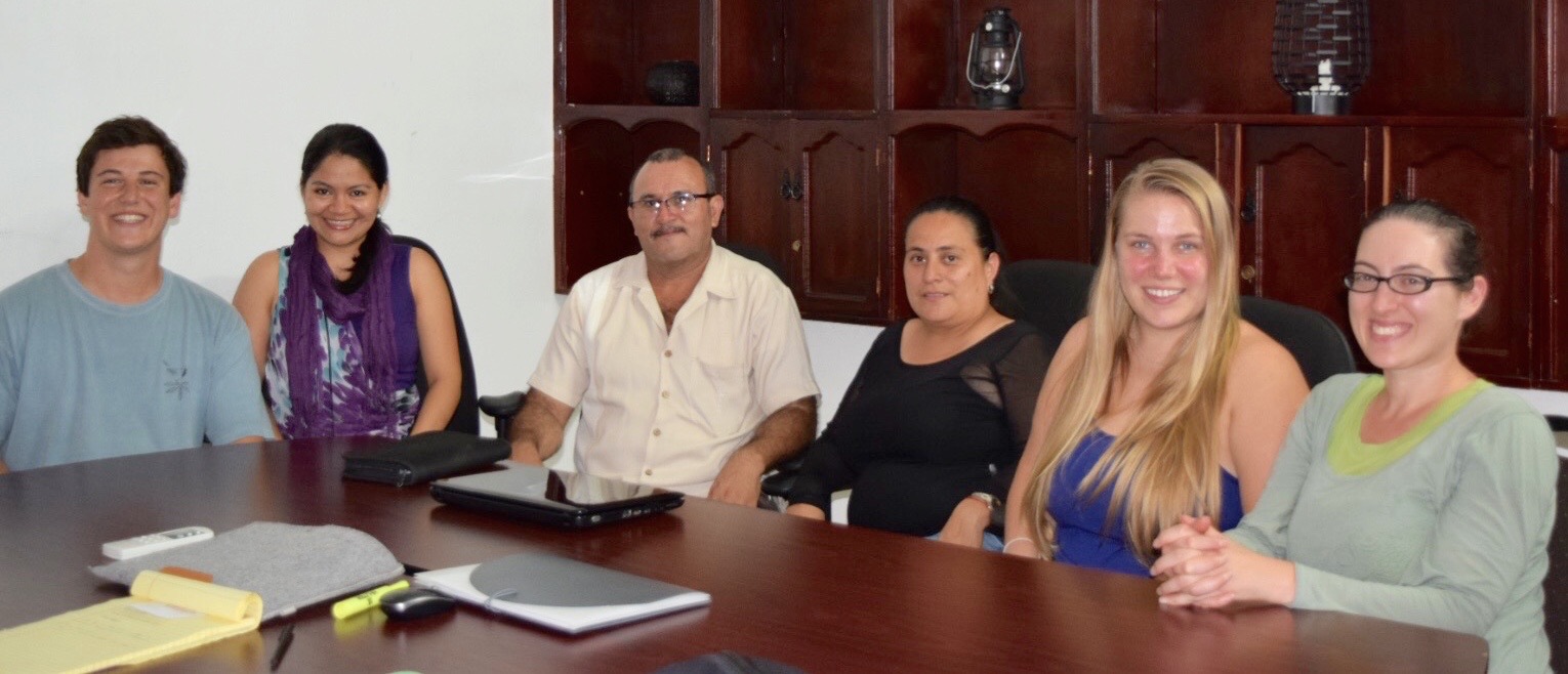 IHRC meets with clients and partners in Nicaragua. From left: Timothy Cojocnean (IHRC Student Attorney); Araceli Peña; local union leader; Fidelina Mena (ANEP); Brittany Benowitz (IHRC Student Attorney), and Britton Schwartz (IHRC Supervising Attorney).