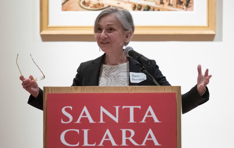 Maria Foscarinis, founder and executive director of the National Law Center on Homelessness & Poverty, was awarded the 2016 Katharine and George Alexander Law Prize on Mar. 21. Photo by Adam Hays.