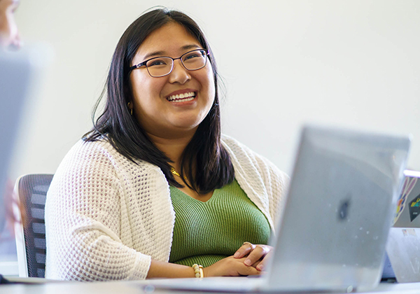 female student at laptop