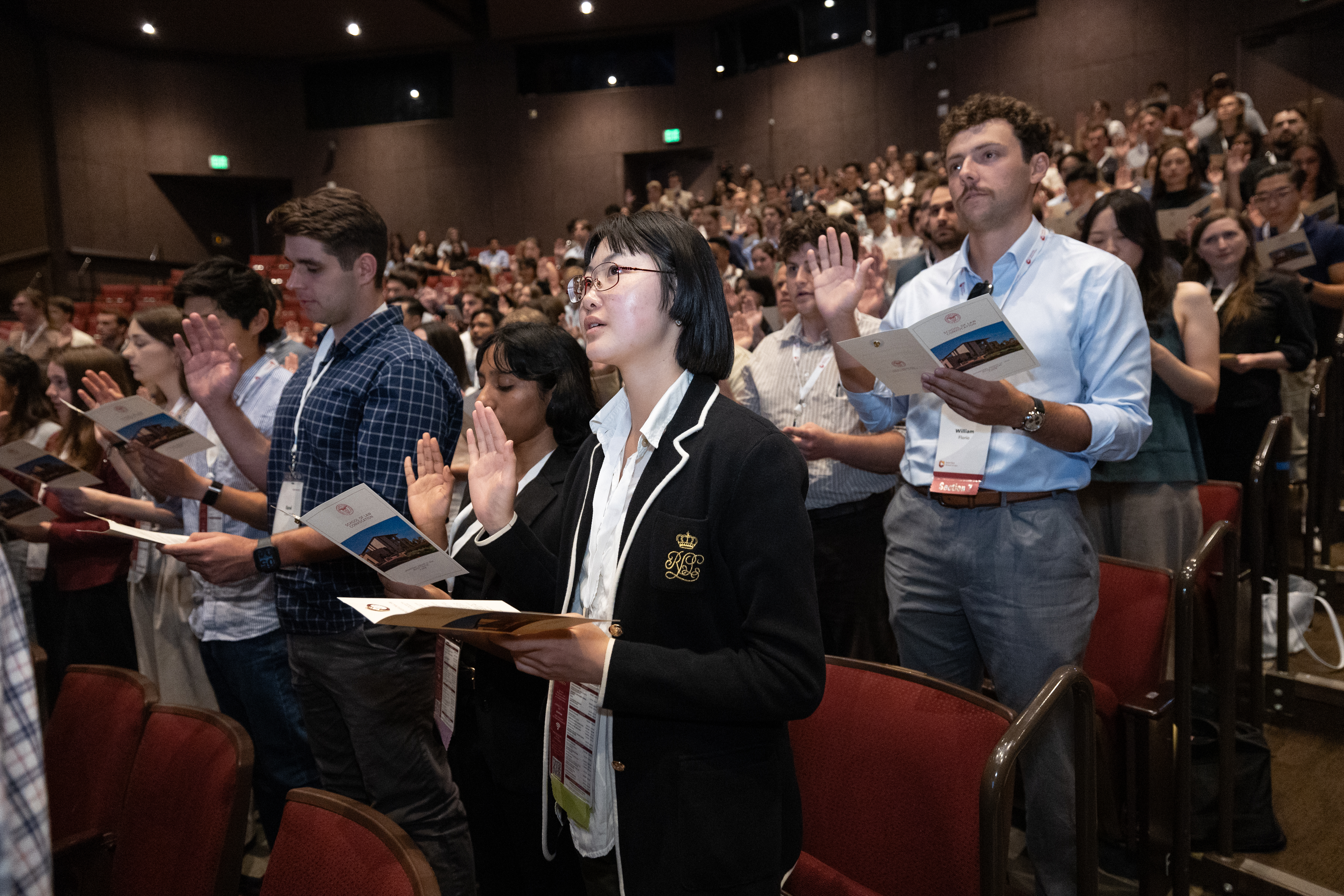 Students reading oath