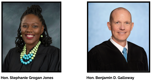 Judge Jones and Judge Galloway headshots side by side