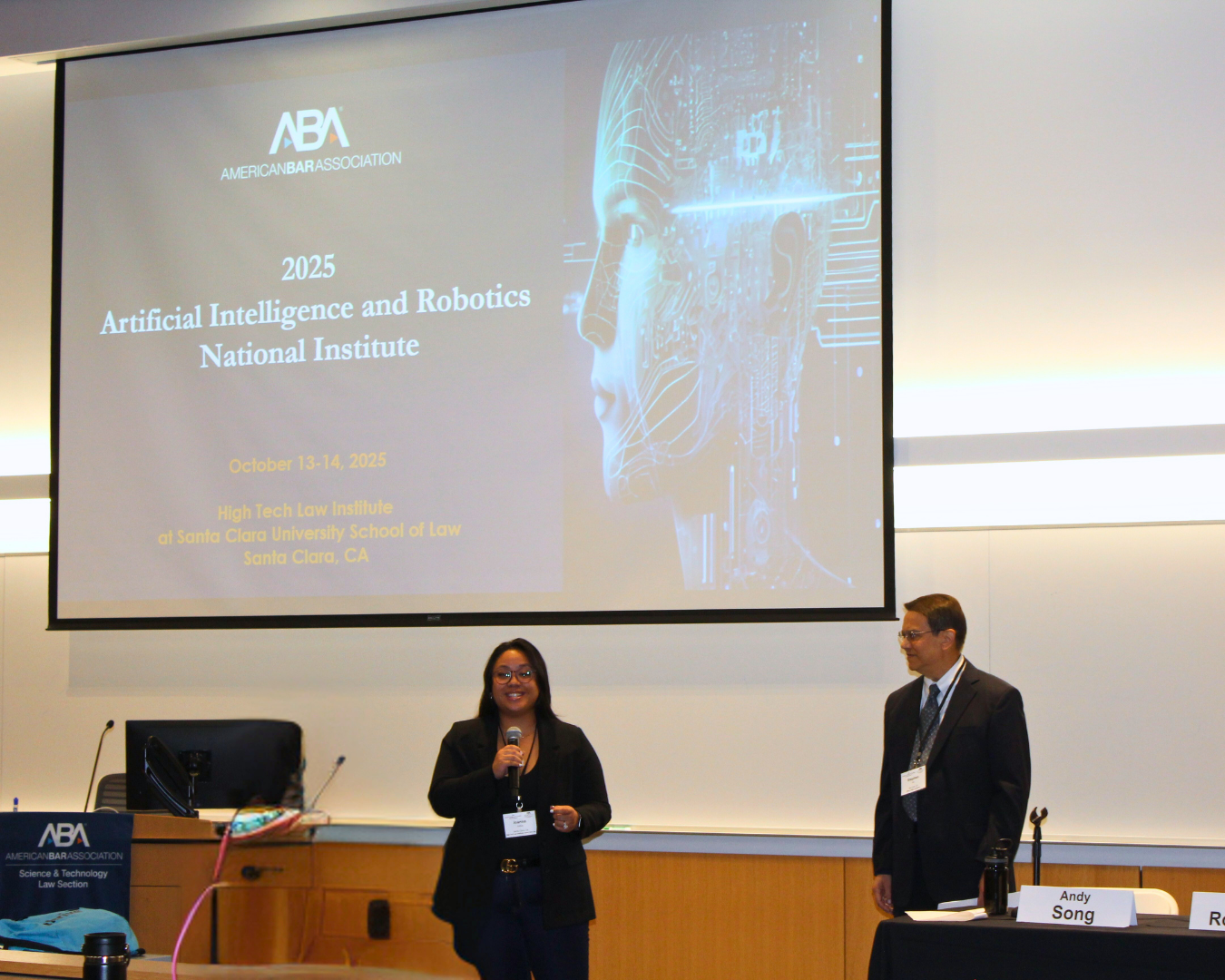 a person talking at a mic