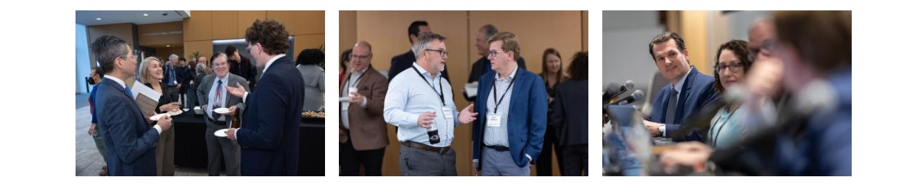 3 groups of different people at an event