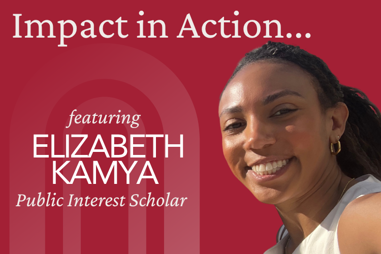 Elizabeth kamya with text impact in action featuring her name and public interest scholar