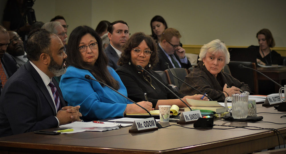 Prof. Catherine Sandoval  (second from left) testifies at a hearing before the U.S. Subcommittee on Communications and Technology.
