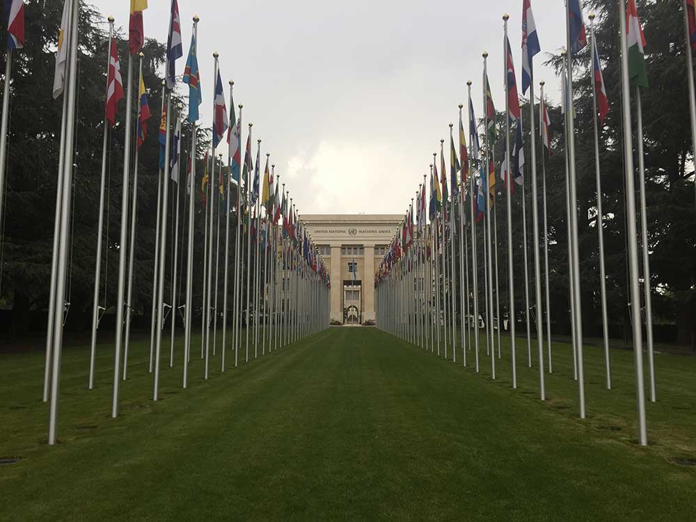 Santa Clara Law Summer Abroad in Geneva - United Nations flags