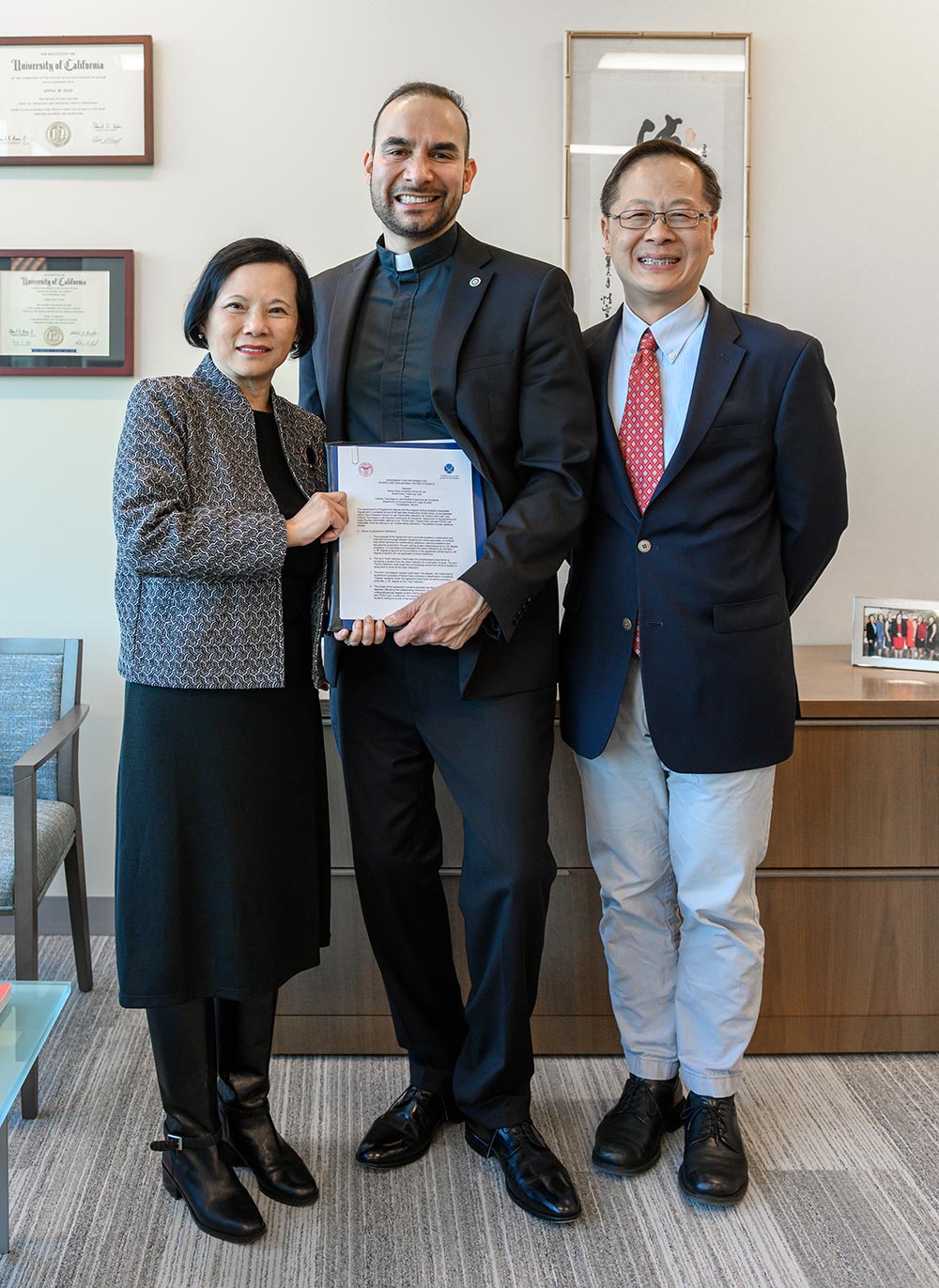 Left to right: Santa Clara Law Interim Dean Anna Han, Rector of ITESO, Luis Arriaga S.J., CGLP Director Professor Tseming Yang