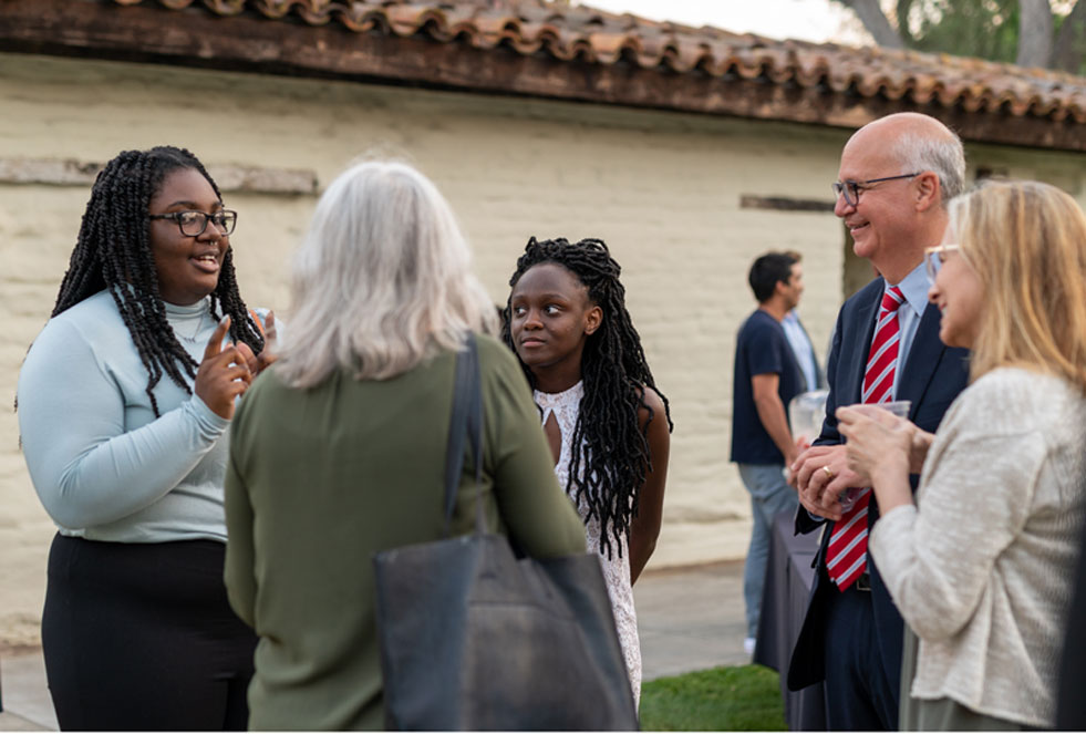 Dean Kaufman with law students at Santa Clara Law's 2021 convocation