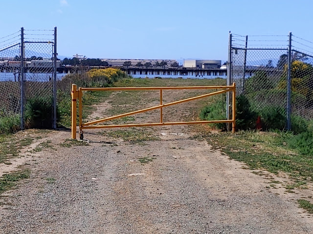 Yellow fence erected by City of Vallejo to limit access to fishing spot in South Vallejo. Photo: Zsea Bowmani