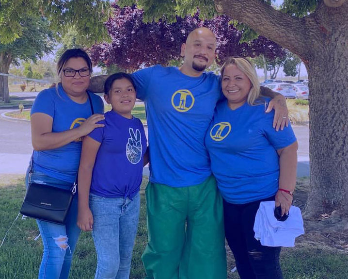 Juan Bautista and his family after his release from prison