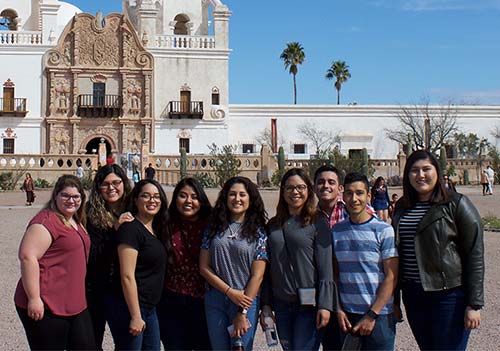 Santa Clara Law students in front of Mission San Xavier